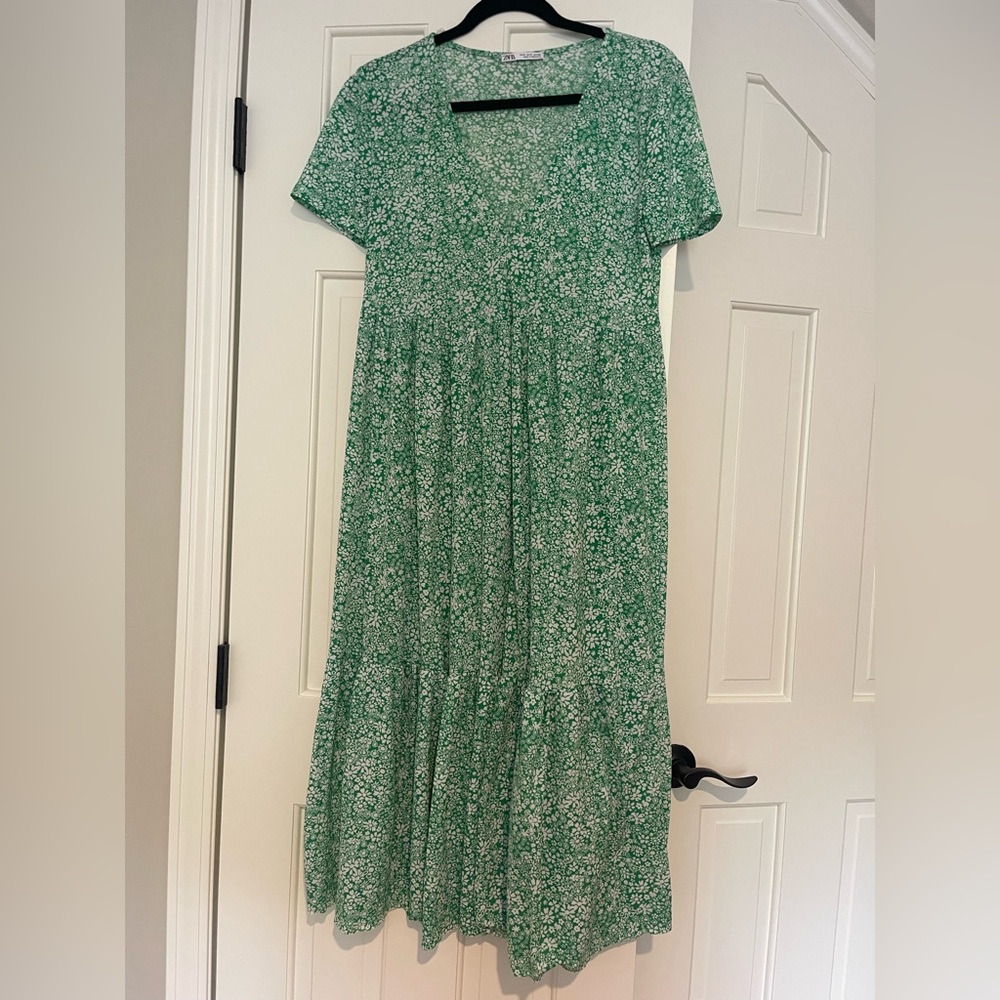 Zara Floral Green Dress
